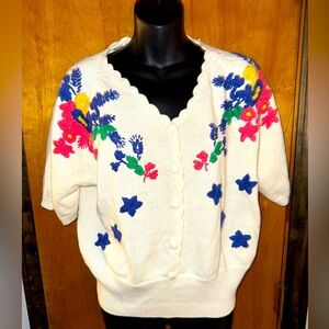 Vintage TanJay hand Embroidered cardigan floral size large